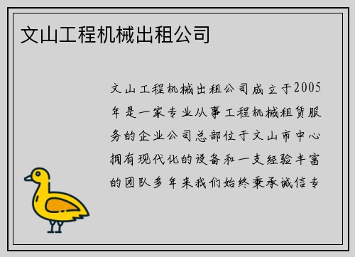 文山工程机械出租公司