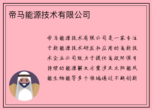 帝马能源技术有限公司